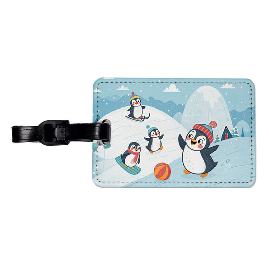 Kawaii Penguins Travel Faux Leather Luggage Tag