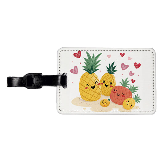 Kawaii Pineapples And Hearts Travel Faux Leather Luggage Tag