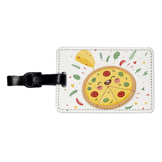 Kawaii Pizza Travel Faux Leather Luggage Tag