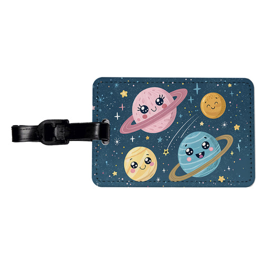 Kawaii Planets Space Astronomy Travel Faux Leather Luggage Tag