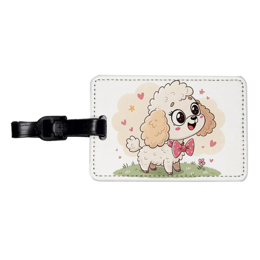 Kawaii Poodle Dog Travel Faux Leather Luggage Tag