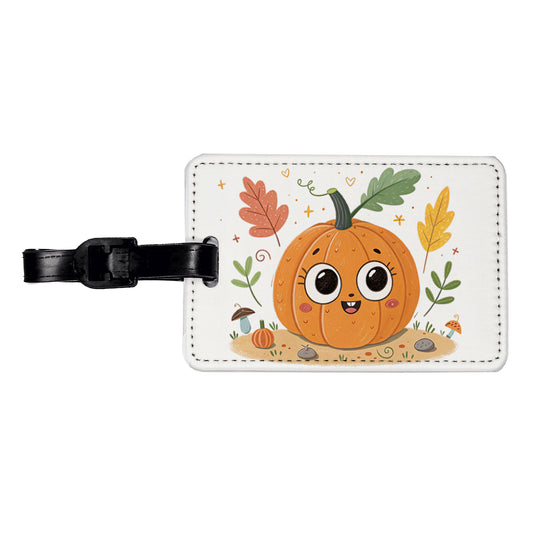 Kawaii Pumpkin Fall Autumn Halloween Travel Faux Leather Luggage Tag