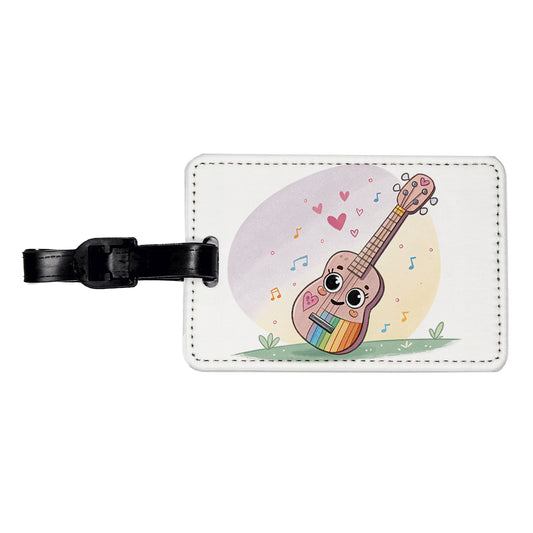 Kawaii Colorful Ukulele Music Travel Faux Leather Luggage Tag