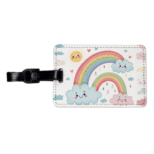 Kawaii Rainbows And Clouds Travel Faux Leather Luggage Tag