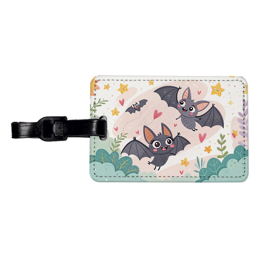 Kawaii Scattered Bats Travel Faux Leather Luggage Tag