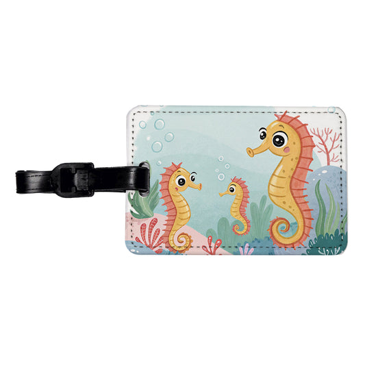 Kawaii Seahorses Travel Faux Leather Luggage Tag
