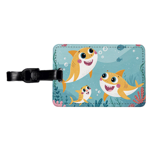 Kawaii Sharks Travel Faux Leather Luggage Tag