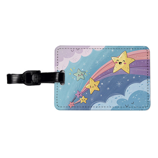 Kawaii Shooting Stars In Space Travel Faux Leather Luggage Tag