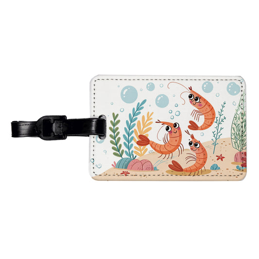 Kawaii Shrimp Travel Faux Leather Luggage Tag
