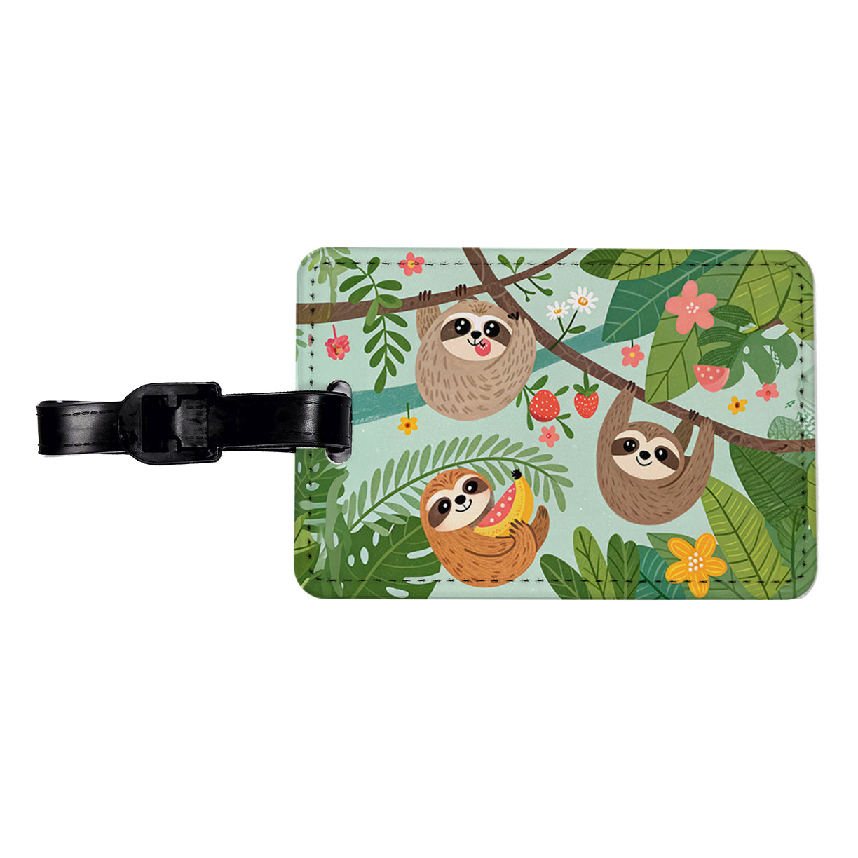 Kawaii Sloths Travel Faux Leather Luggage Tag