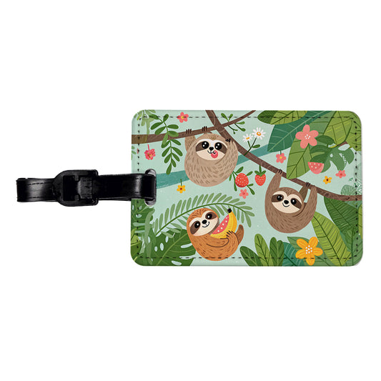 Kawaii Sloths Travel Faux Leather Luggage Tag