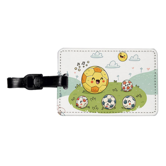 Kawaii Soccer Balls Travel Faux Leather Luggage Tag