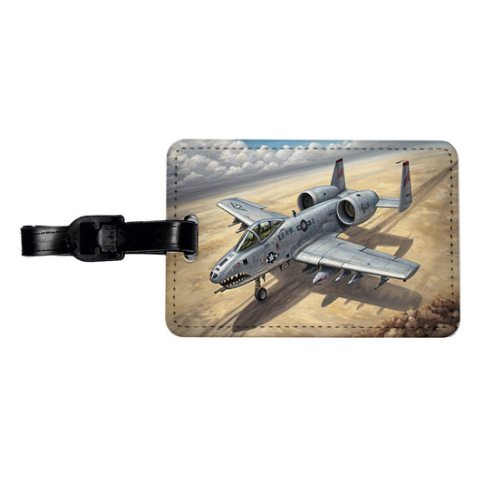 A-10 Warthog Thunderbolt II US Air Force Ground Attack Plane Travel Faux Leather Luggage Tag
