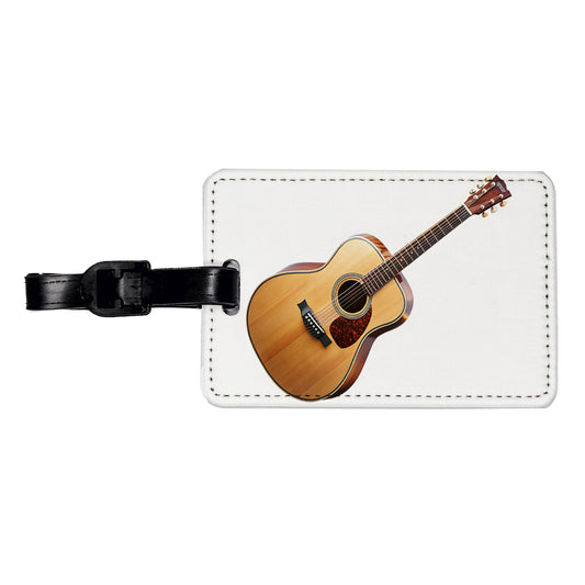 Acoustic Guitar Music Musical Instrument Musician Travel Faux Leather Luggage Tag