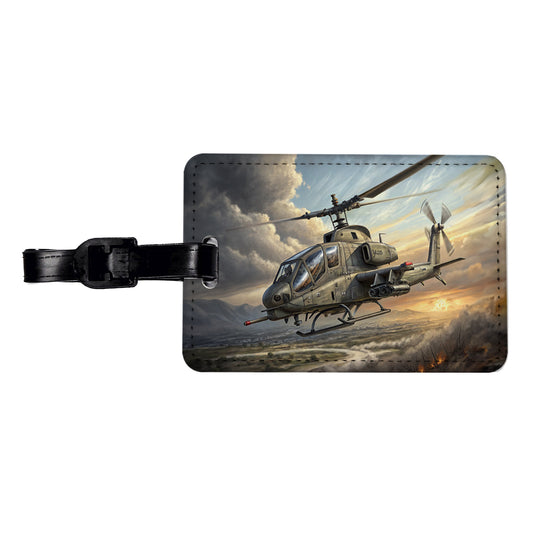 AH-1 SuperCobra US Marines Attack Helicopter Travel Faux Leather Luggage Tag