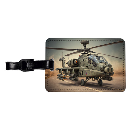 AH-64 Apache US Army Attack Helicopter Travel Faux Leather Luggage Tag