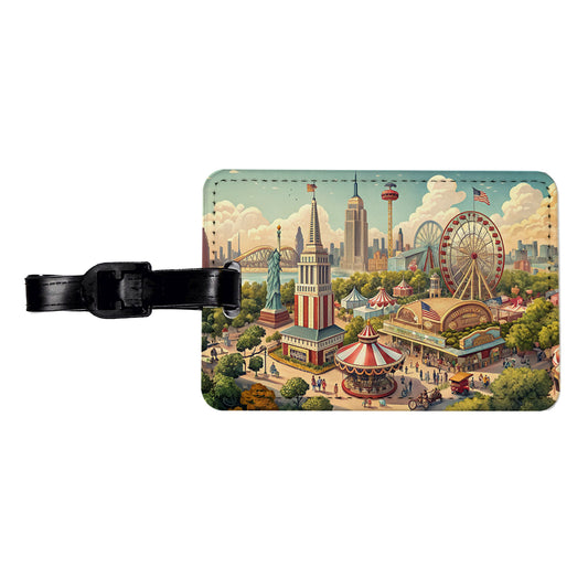 Americana New York World's Fair Travel Faux Leather Luggage Tag