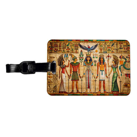 Ancient Egyptian Hieroglyphics Pharaohs Gods Travel Faux Leather Luggage Tag