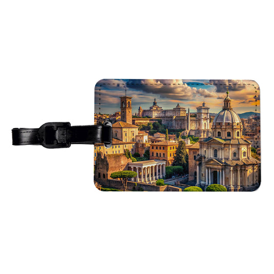 Ancient Rome City Roman Cityscape Travel Faux Leather Luggage Tag