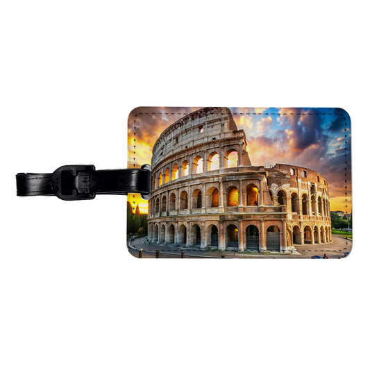 Ancient Rome Coliseum at Sunset Travel Faux Leather Luggage Tag