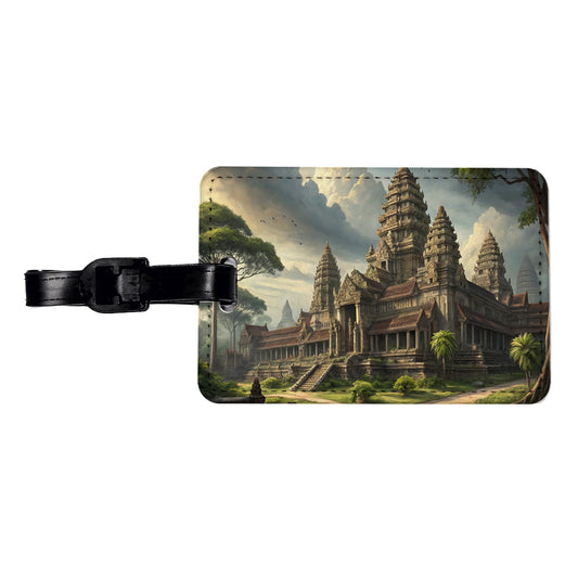 Angkor Wat Hindu Buddhist Temple Cambodia Travel Faux Leather Luggage Tag