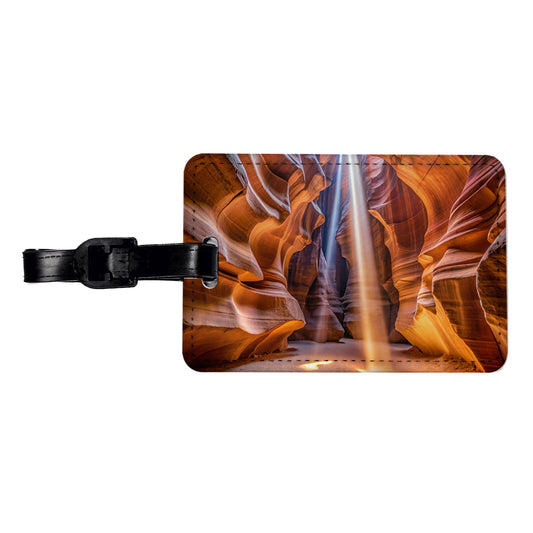 Antelope Slot Canyon Light Beams Utah Nevada Travel Faux Leather Luggage Tag