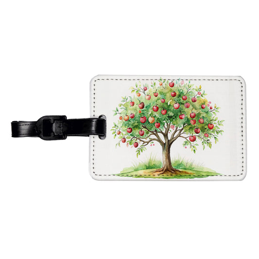 Apple Tree Watercolor Travel Faux Leather Luggage Tag