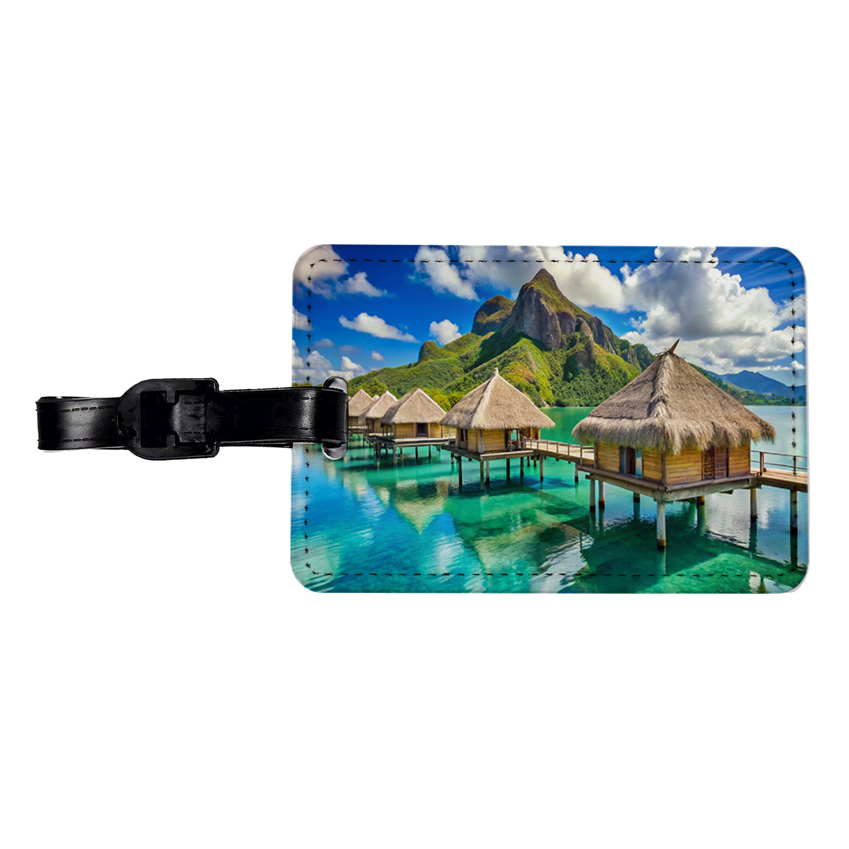 Bora Bora Huts On Water French Polynesia Travel Faux Leather Luggage Tag