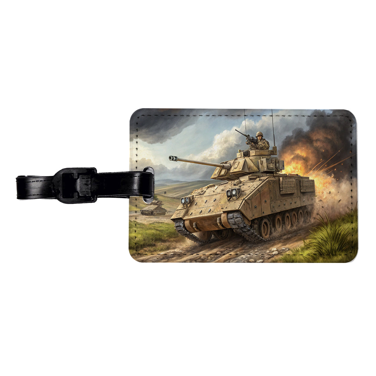 Bradley Fighting Vehicle US Army Armor Travel Faux Leather Luggage Tag