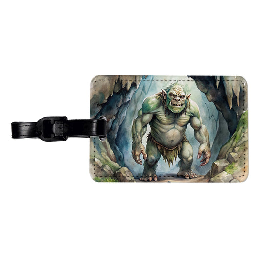 Cave Troll Fantasy Monster Watercolor Travel Faux Leather Luggage Tag