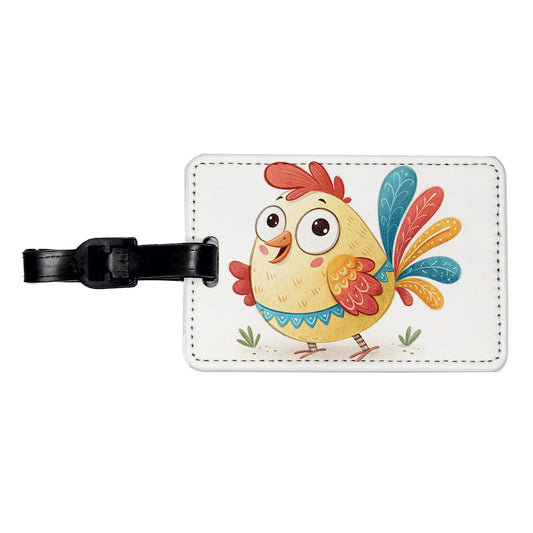 Chicken Children's Illustration Style Travel Faux Leather Luggage Tag