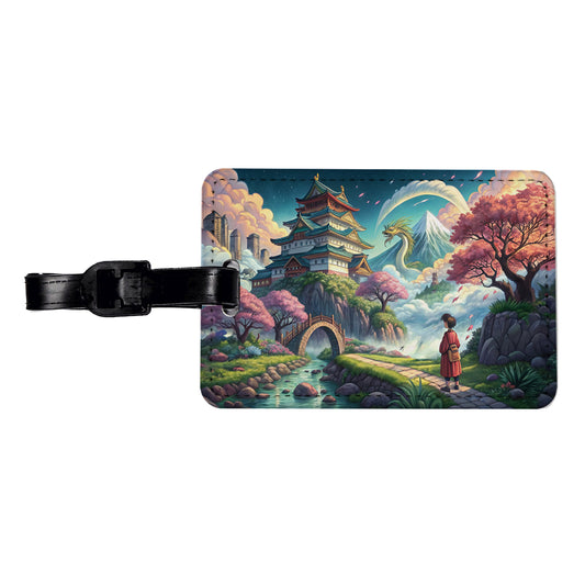 Classic Japanese Anime Style Fantasy World Travel Faux Leather Luggage Tag