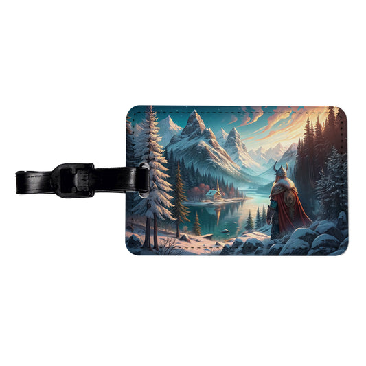 Classic Nordic Viking Anime Style Fantasy Travel Faux Leather Luggage Tag
