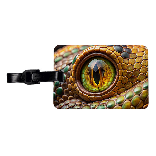 Close-Up Of a Snake's Eye Reptile Travel Faux Leather Luggage Tag