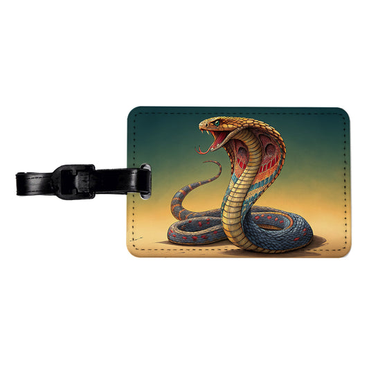 Colorful Cobra Snake Reptile Travel Faux Leather Luggage Tag