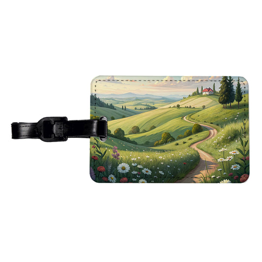 Countryside Pastoral Landscape Travel Faux Leather Luggage Tag
