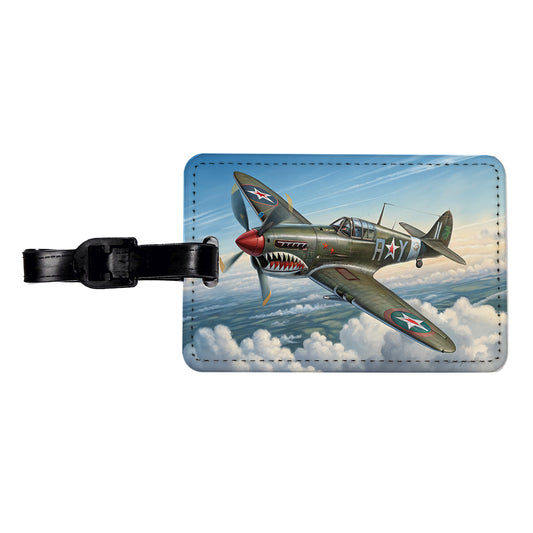 Curtiss P-40 Warhawk WWII US Fighter Bomber Plane Travel Faux Leather Luggage Tag