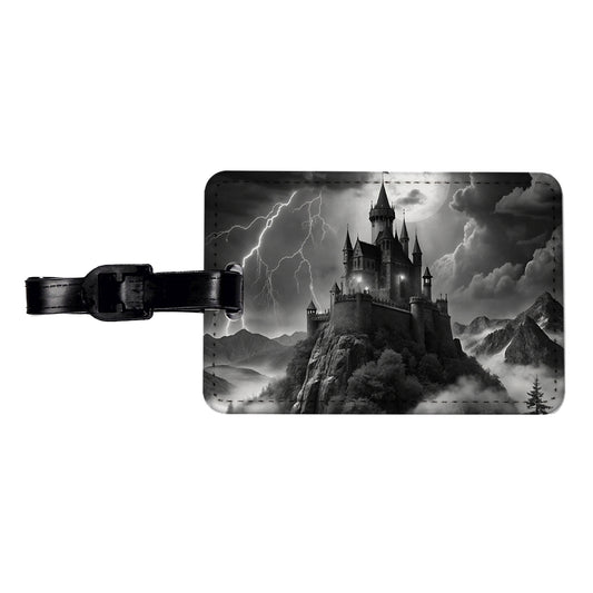 Dark and Foreboding Vampire Castle Travel Faux Leather Luggage Tag
