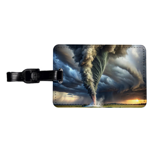 Dark and Scary Tornado Twister Travel Faux Leather Luggage Tag