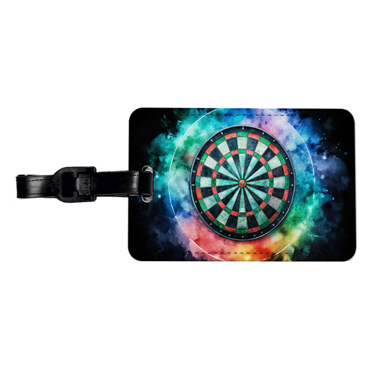 Dart Board Black Watercolor Travel Faux Leather Luggage Tag