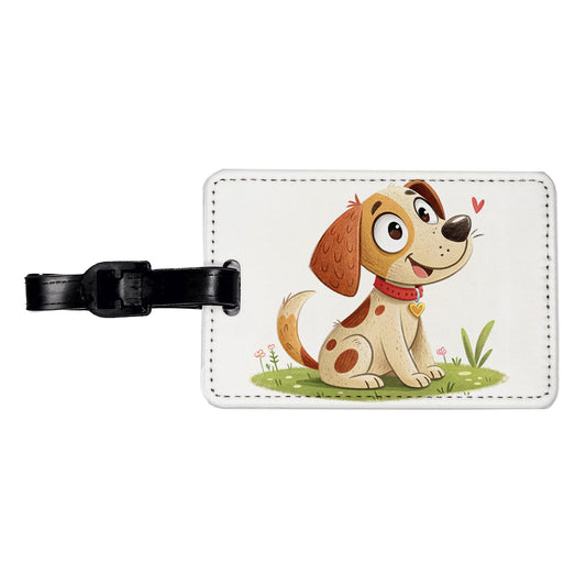 Dog Children's Illustration Style Travel Faux Leather Luggage Tag