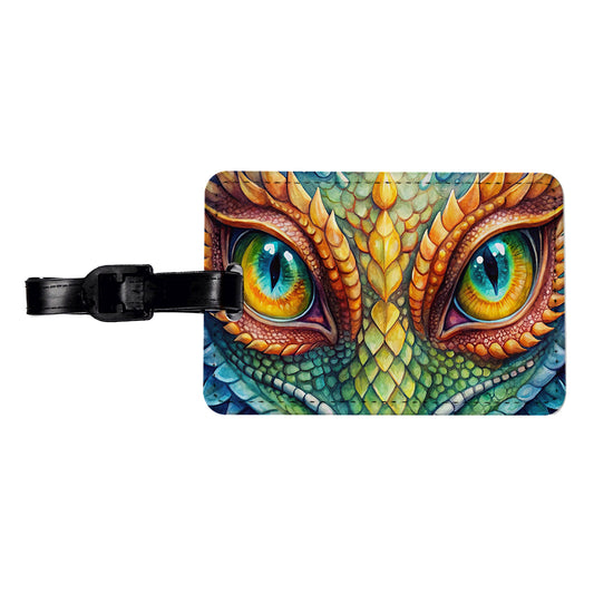 Dragon Eyes Close Up Watercolor Travel Faux Leather Luggage Tag