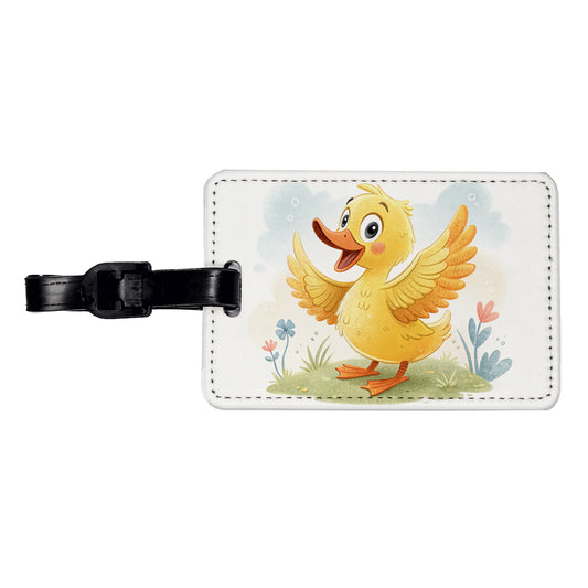 Duck Children's Illustration Style Travel Faux Leather Luggage Tag