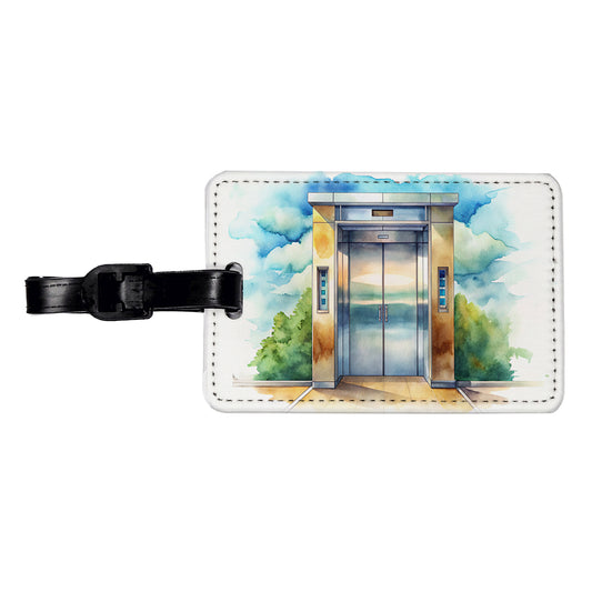 Elevator To Nowhere Watercolor Travel Faux Leather Luggage Tag