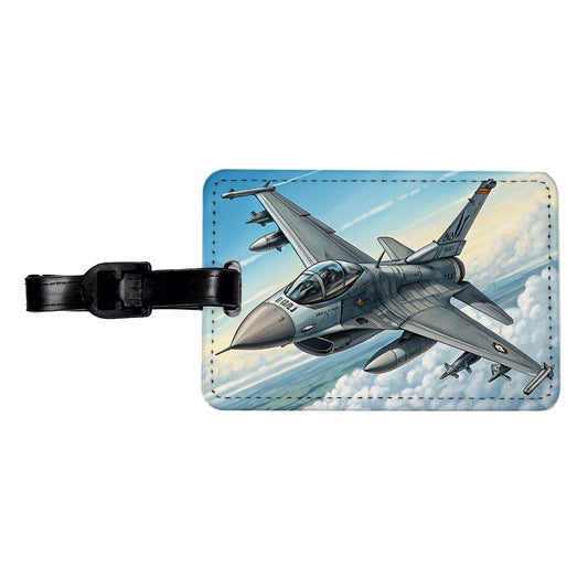 F-16 Fighting Falcon Viper US Air Force Air Superiority Fighter Plane Travel Faux Leather Luggage Tag