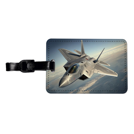 F-22 Raptor US Air Force Air Superiority Fighter Plane Travel Faux Leather Luggage Tag