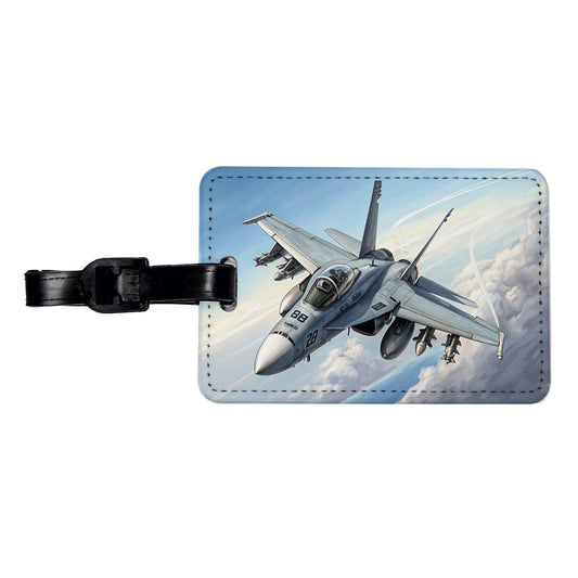 FA-18 Hornet US Navy Multirole Fighter Plane Travel Faux Leather Luggage Tag