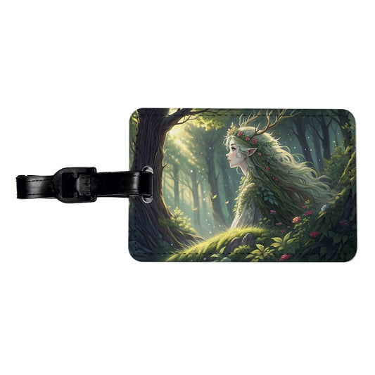 Fantasy Forest Spirit Anime Style Travel Faux Leather Luggage Tag