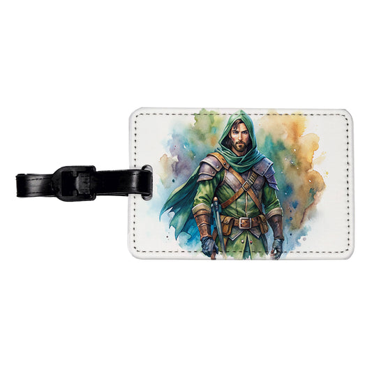 Fantasy Male Rogue Thief Watercolor Travel Faux Leather Luggage Tag