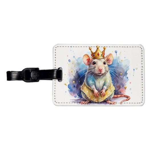 Fantasy Rat Mouse King Watercolor Travel Faux Leather Luggage Tag